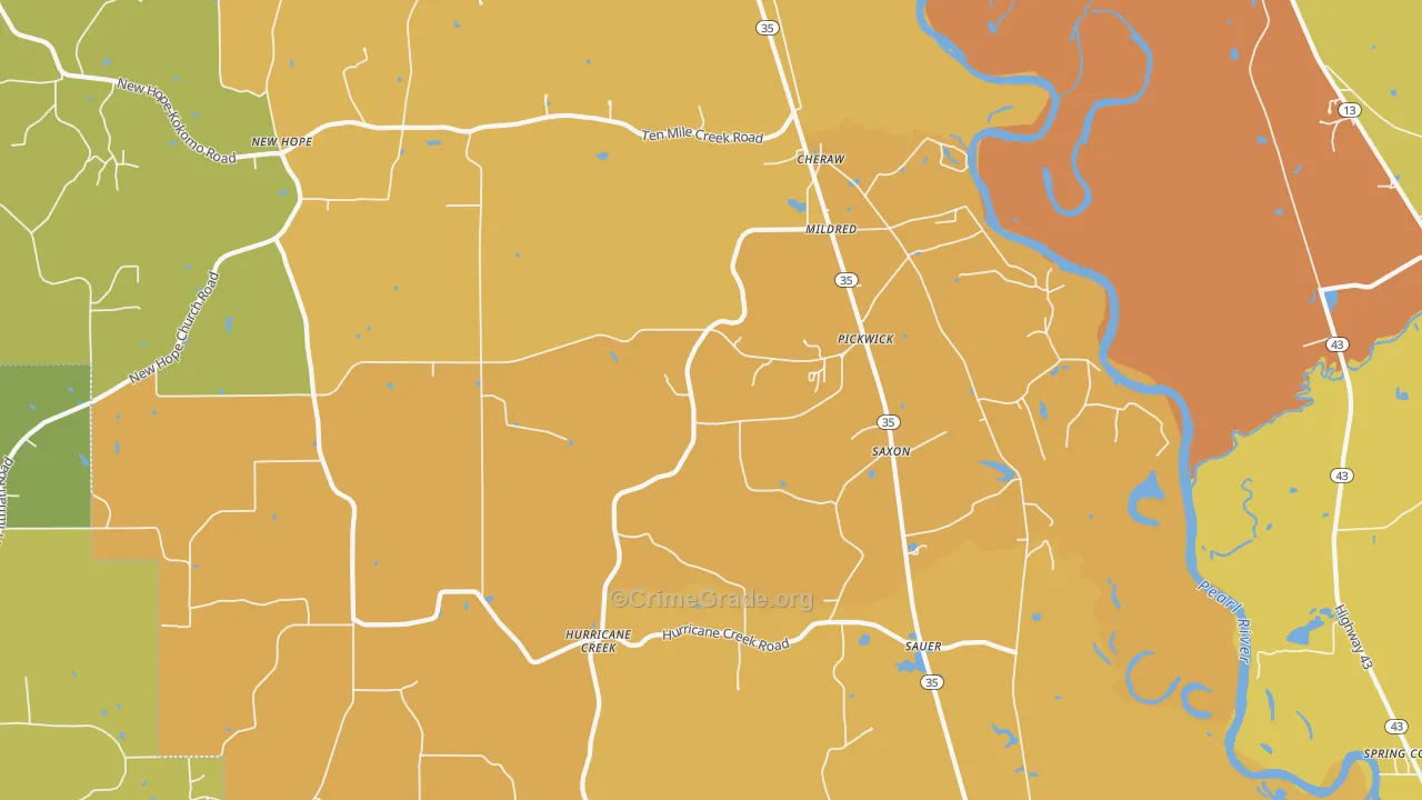 Pickwick, MS Map of Drug-Related Crime Rates