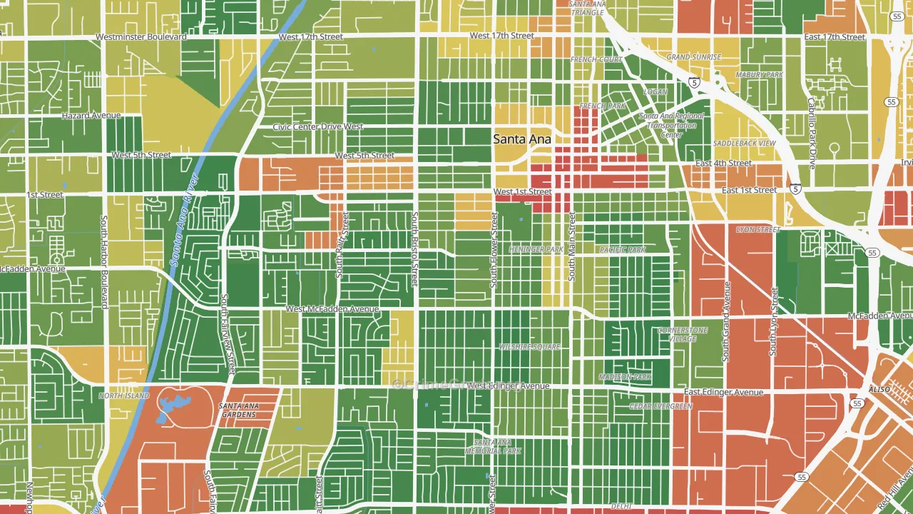 Pico-Lowell, Santa Ana, CA Map of Drug-Related Crime Rates