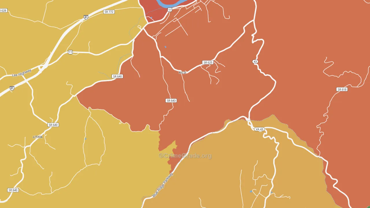 Pico, VA Map of Drug-Related Crime Rates