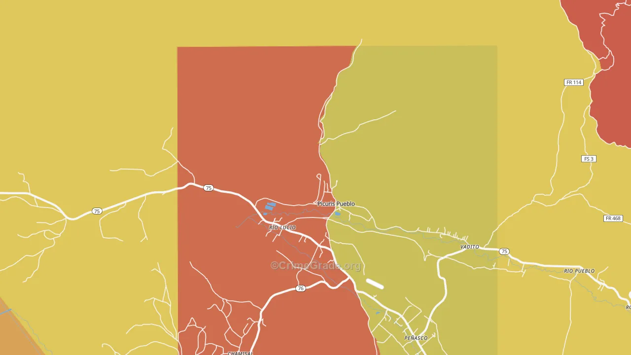 Picuris Pueblo, NM Map of Drug-Related Crime Rates