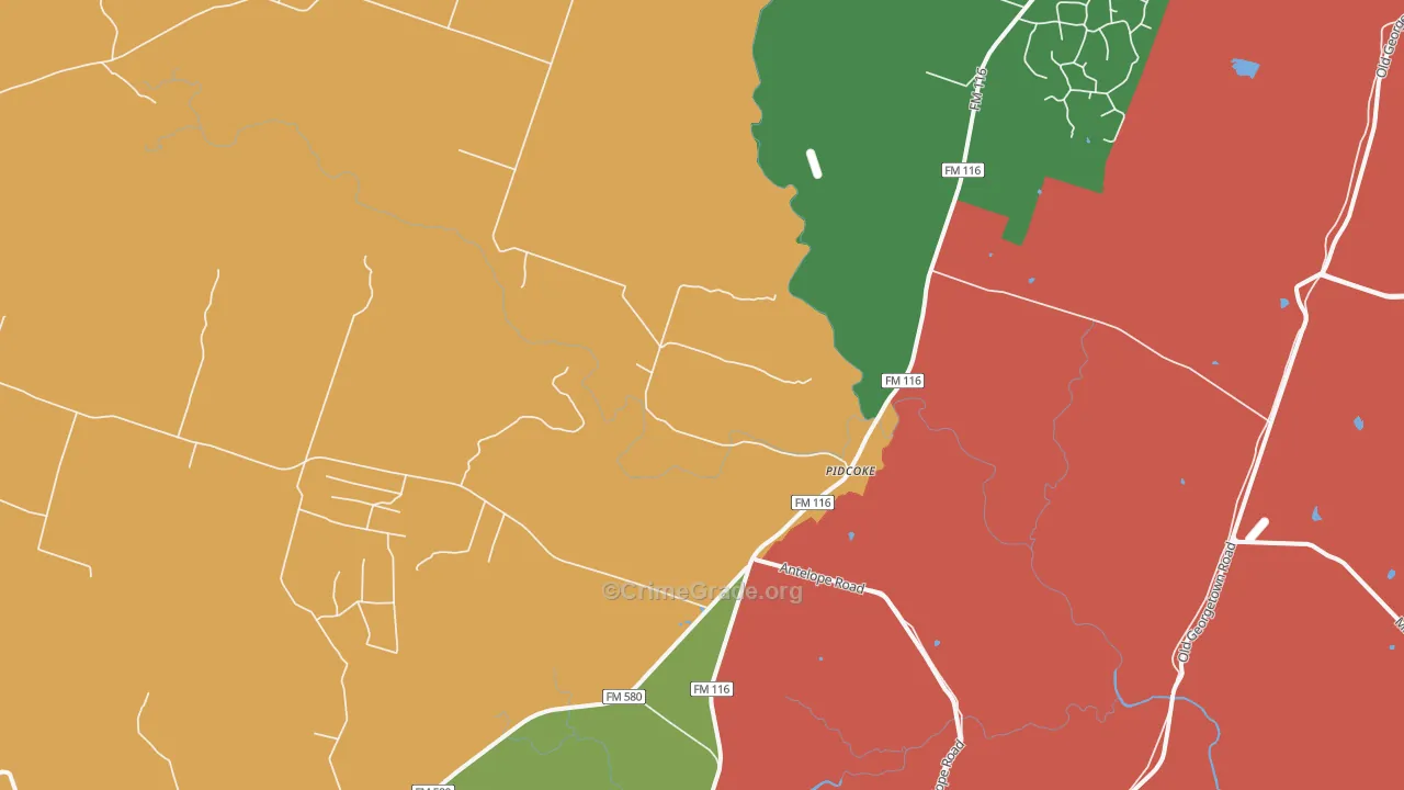Pidcoke, TX Map of Drug-Related Crime Rates