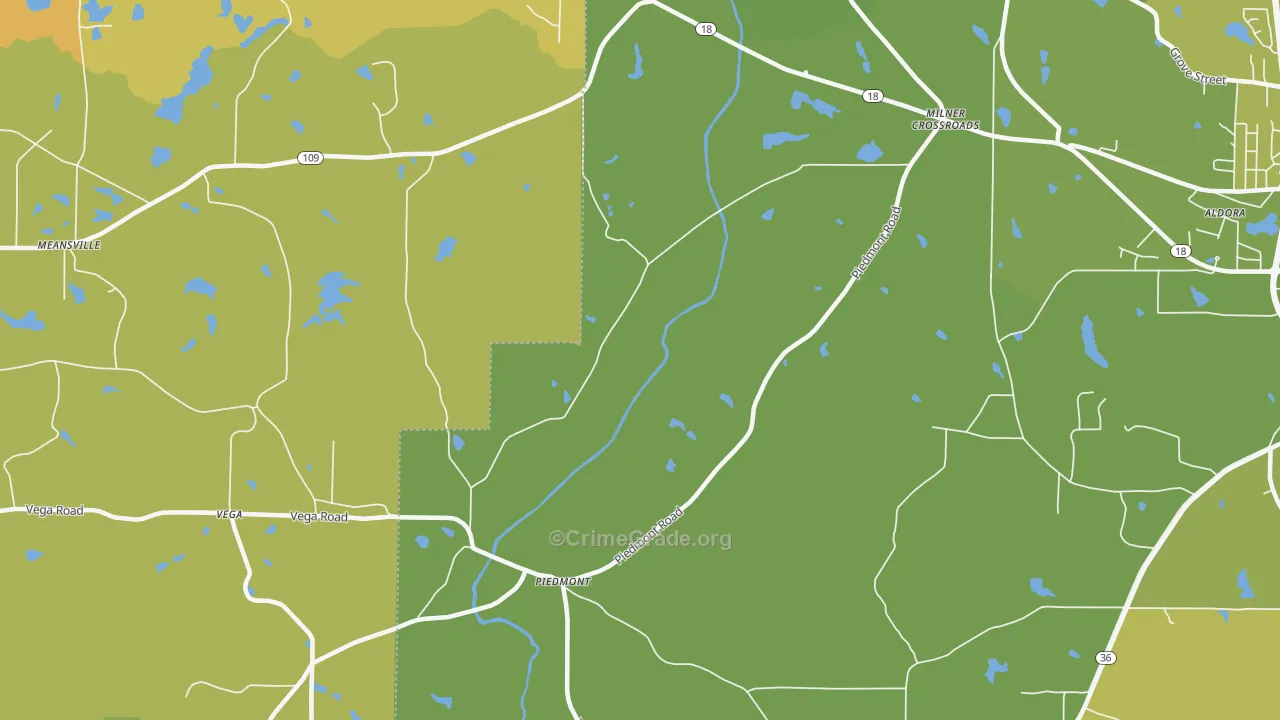 Piedmont, GA Map of Drug-Related Crime Rates