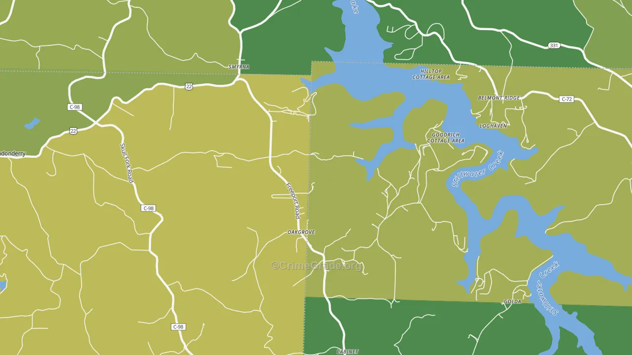 Piedmont, OH Map of Drug-Related Crime Rates