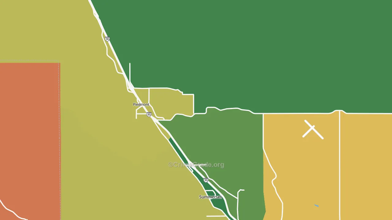 Piedmont, SD Map of Drug-Related Crime Rates