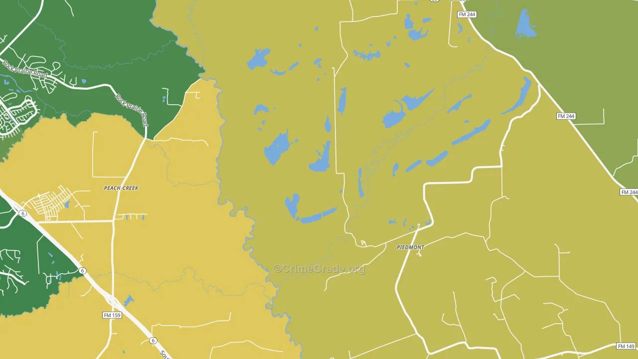 Piedmont, TX Map of Drug-Related Crime Rates