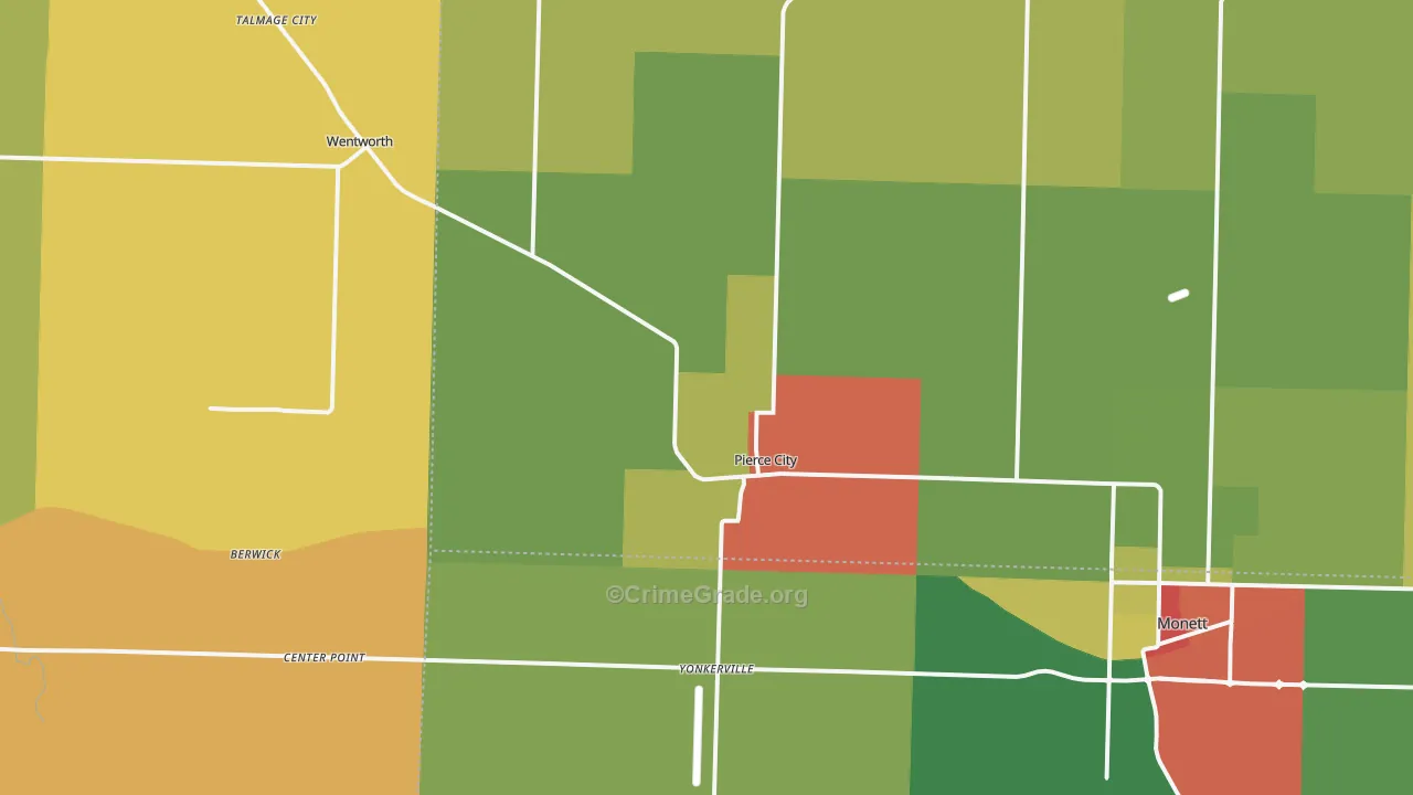 Pierce City, MO Map of Drug-Related Crime Rates