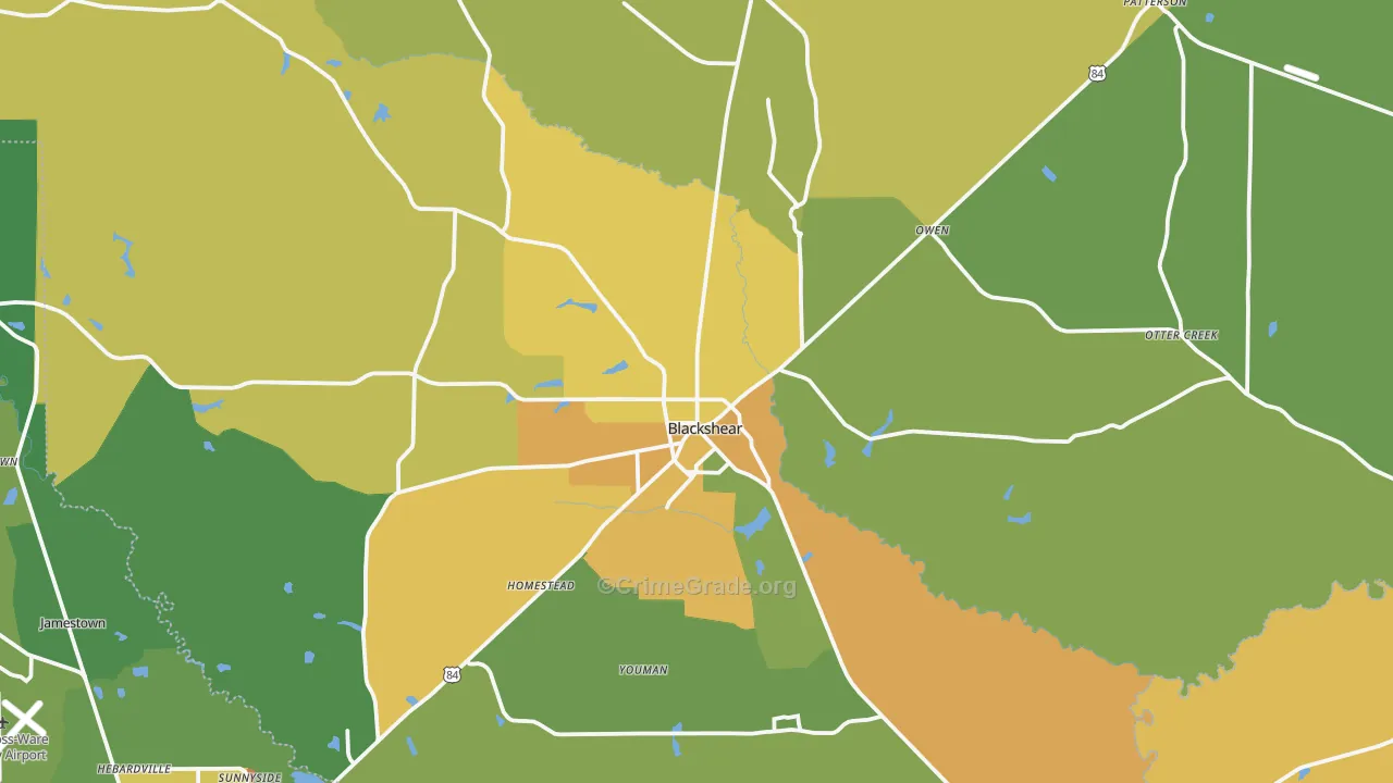 Pierce County, GA Map of Drug-Related Crime Rates