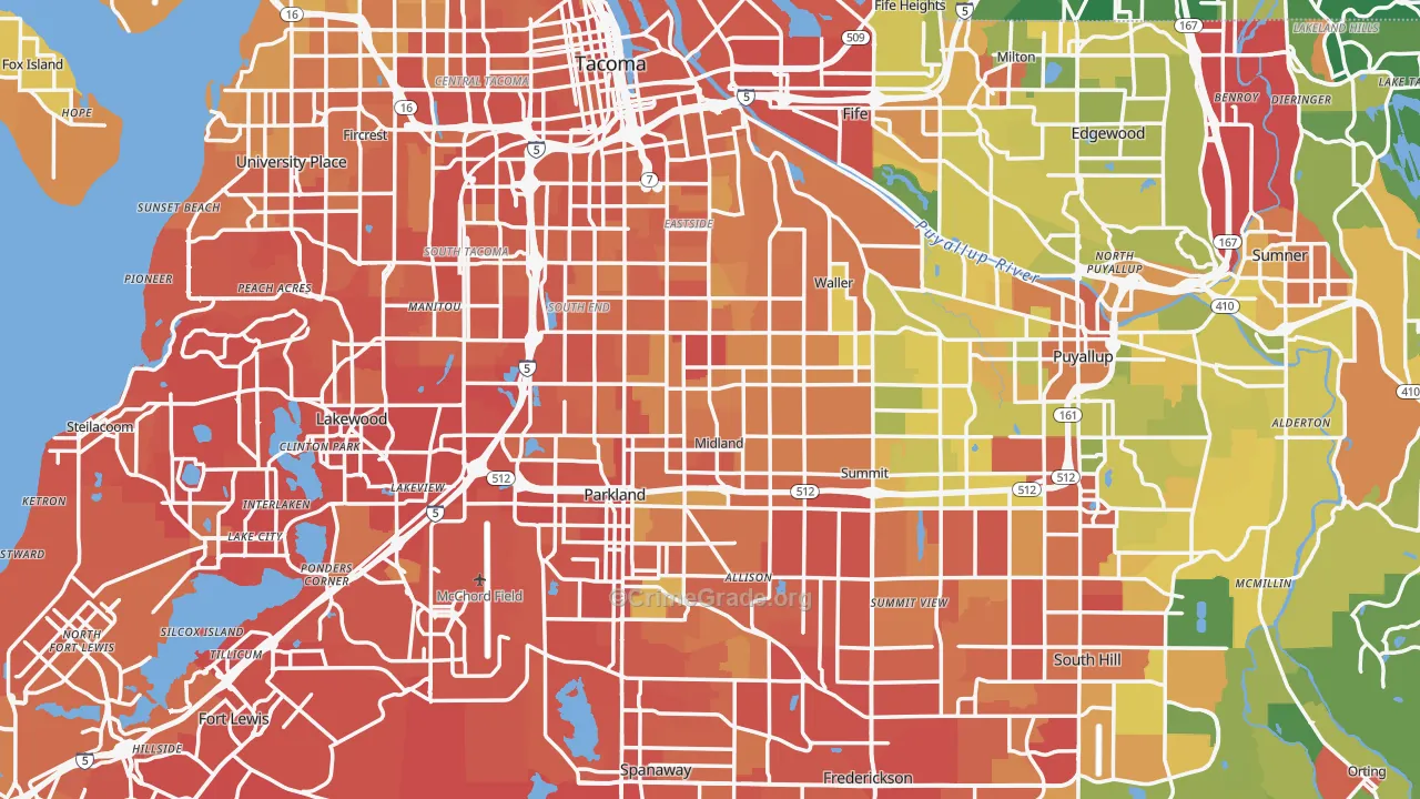 Pierce County, WA Map of Drug-Related Crime Rates