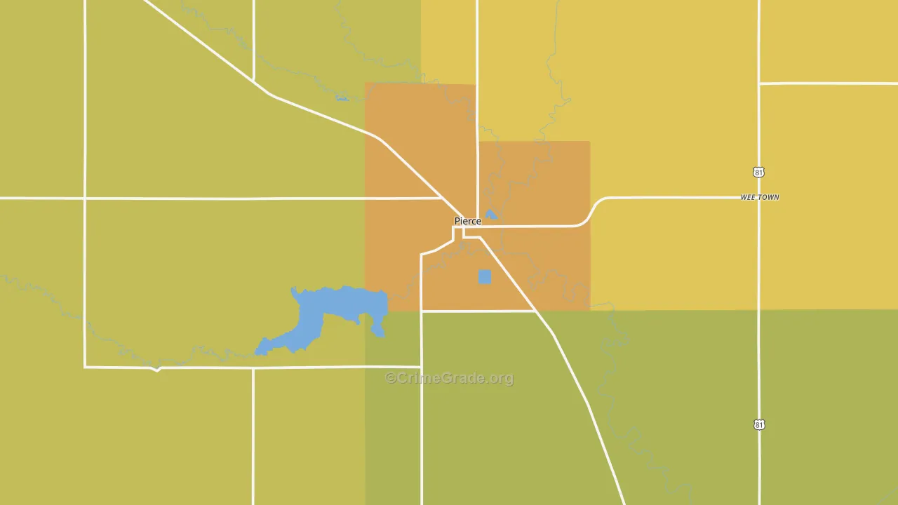 Pierce, NE Map of Drug-Related Crime Rates