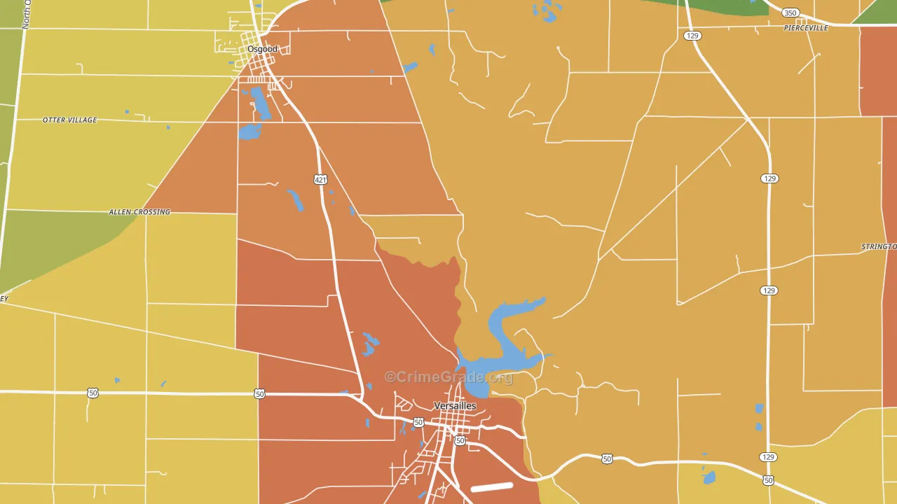 Pierceville, IN Map of Drug-Related Crime Rates