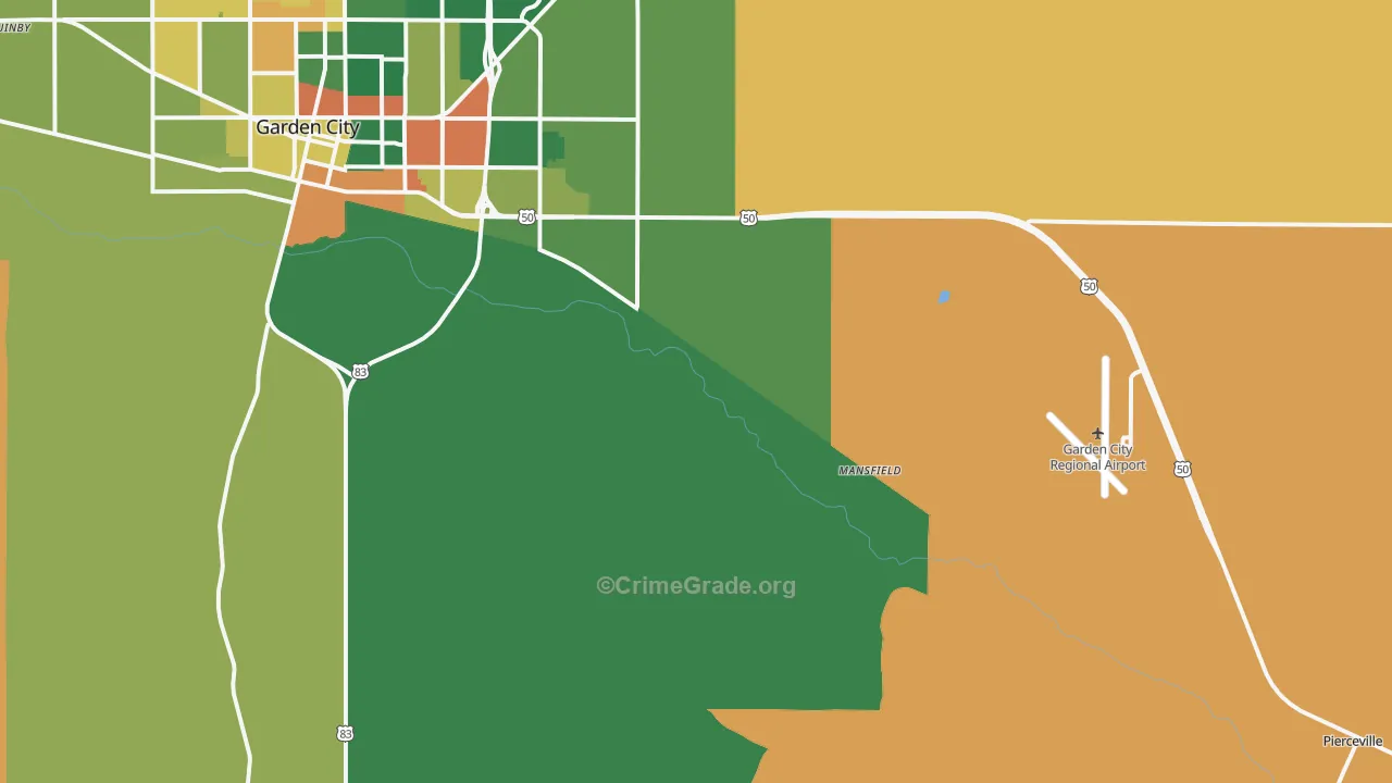 Pierceville, KS Map of Drug-Related Crime Rates