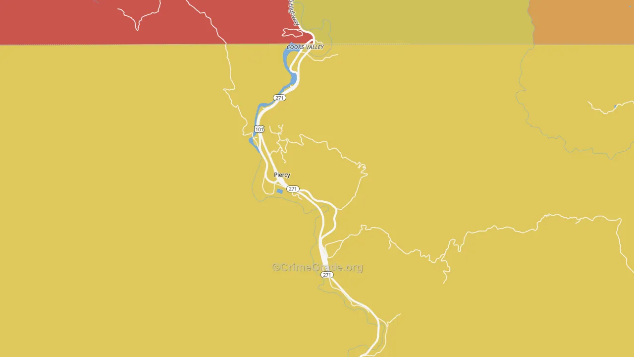 Piercy, CA Map of Drug-Related Crime Rates