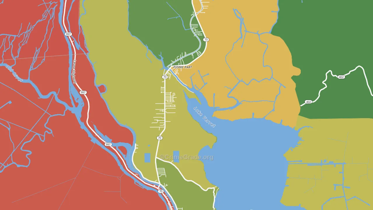 Pierre Part, LA Map of Drug-Related Crime Rates