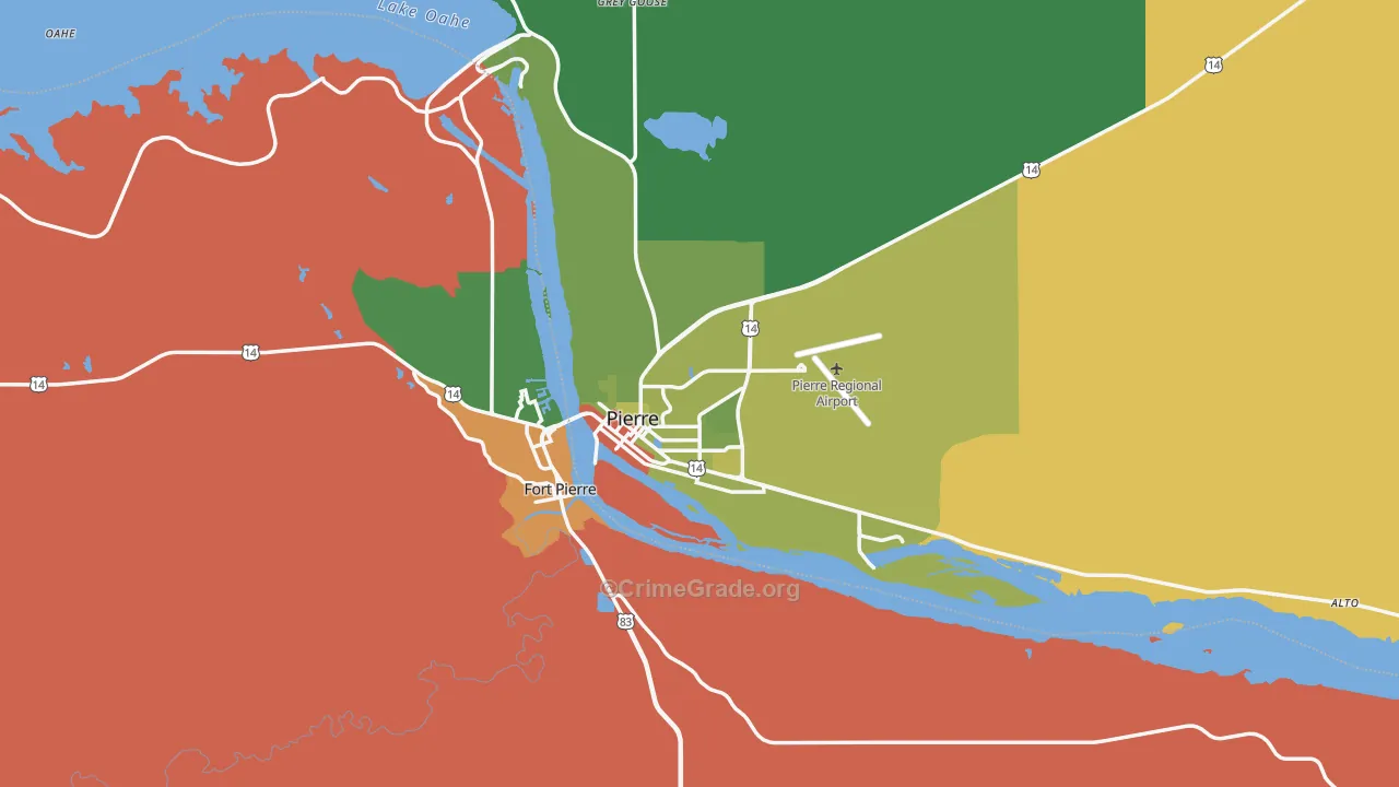 Pierre, SD Map of Drug-Related Crime Rates
