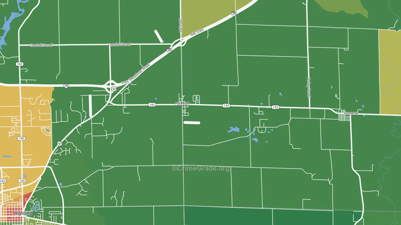 Pierron, IL Map of Drug-Related Crime Rates