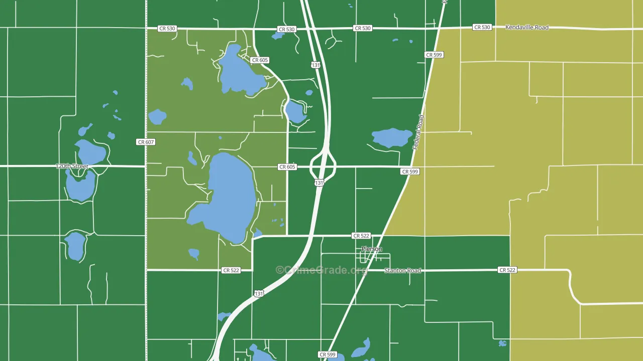 Pierson, MI Map of Drug-Related Crime Rates