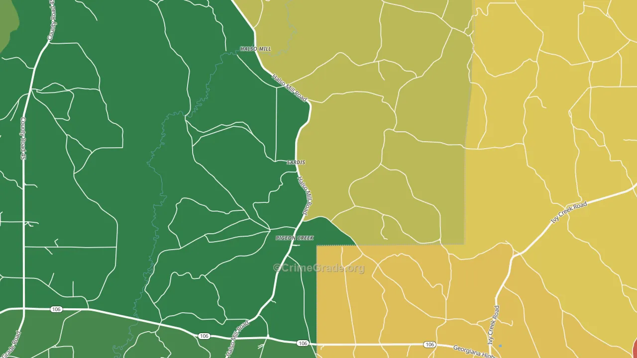 Pigeon Creek, AL Map of Drug-Related Crime Rates