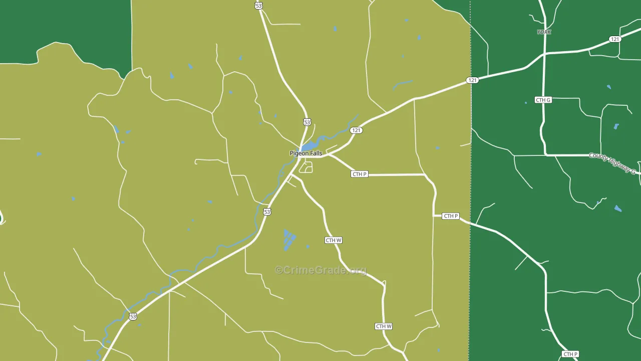 Pigeon Falls, WI Map of Drug-Related Crime Rates