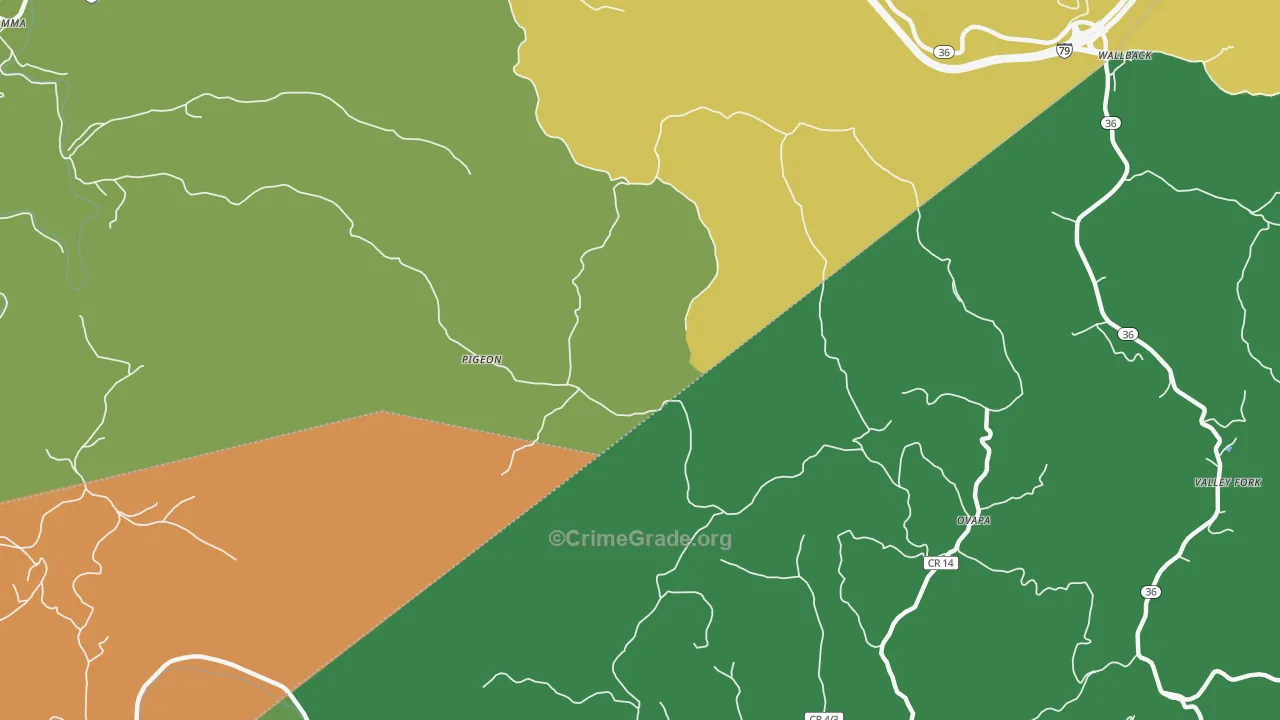 Pigeon, WV Map of Drug-Related Crime Rates