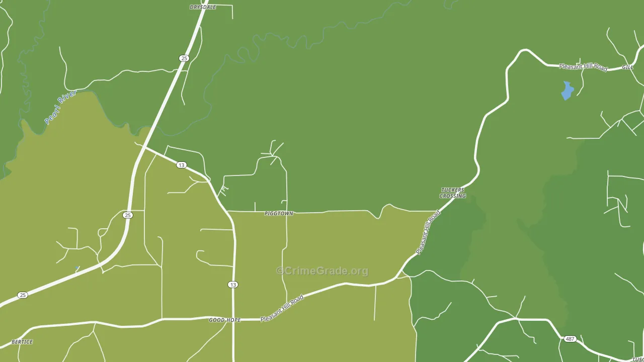 Piggtown, MS Map of Drug-Related Crime Rates