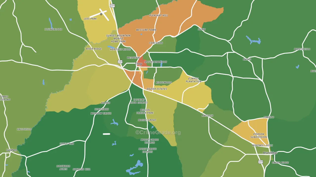 Pike County, AL Map of Drug-Related Crime Rates
