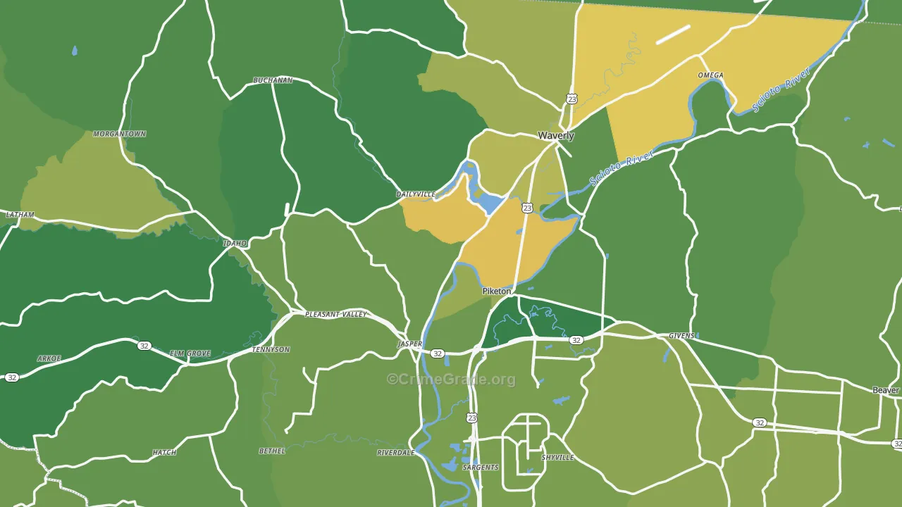 Pike County, OH Map of Drug-Related Crime Rates