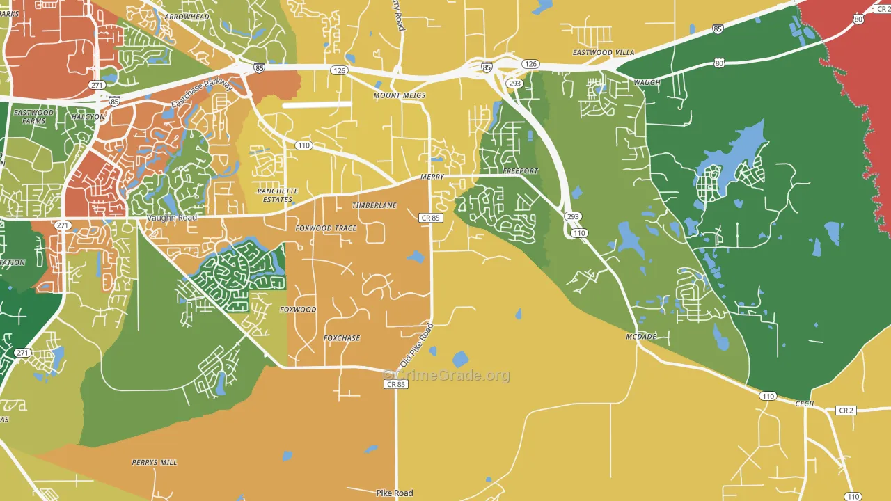 Pike Road, AL Map of Drug-Related Crime Rates