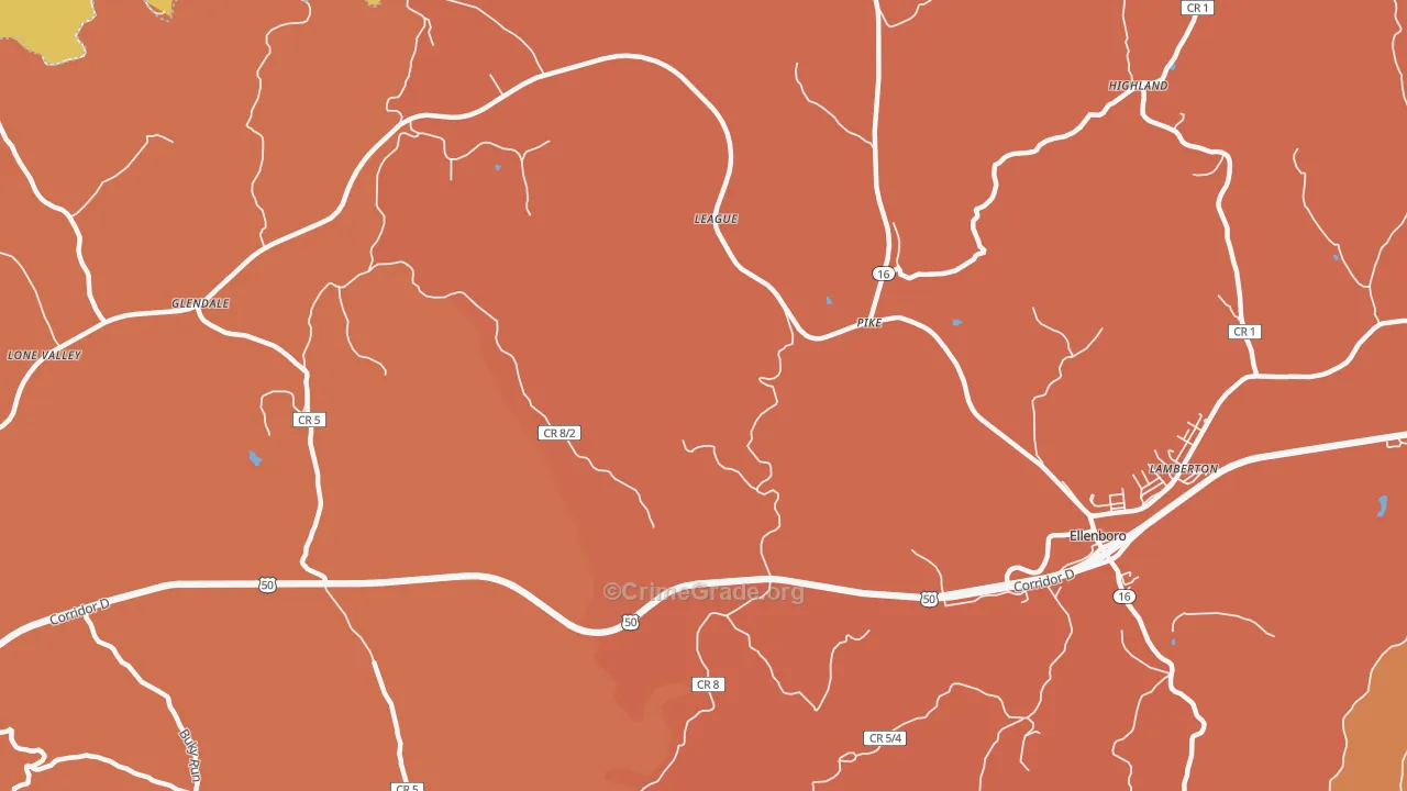 Pike, WV Map of Drug-Related Crime Rates