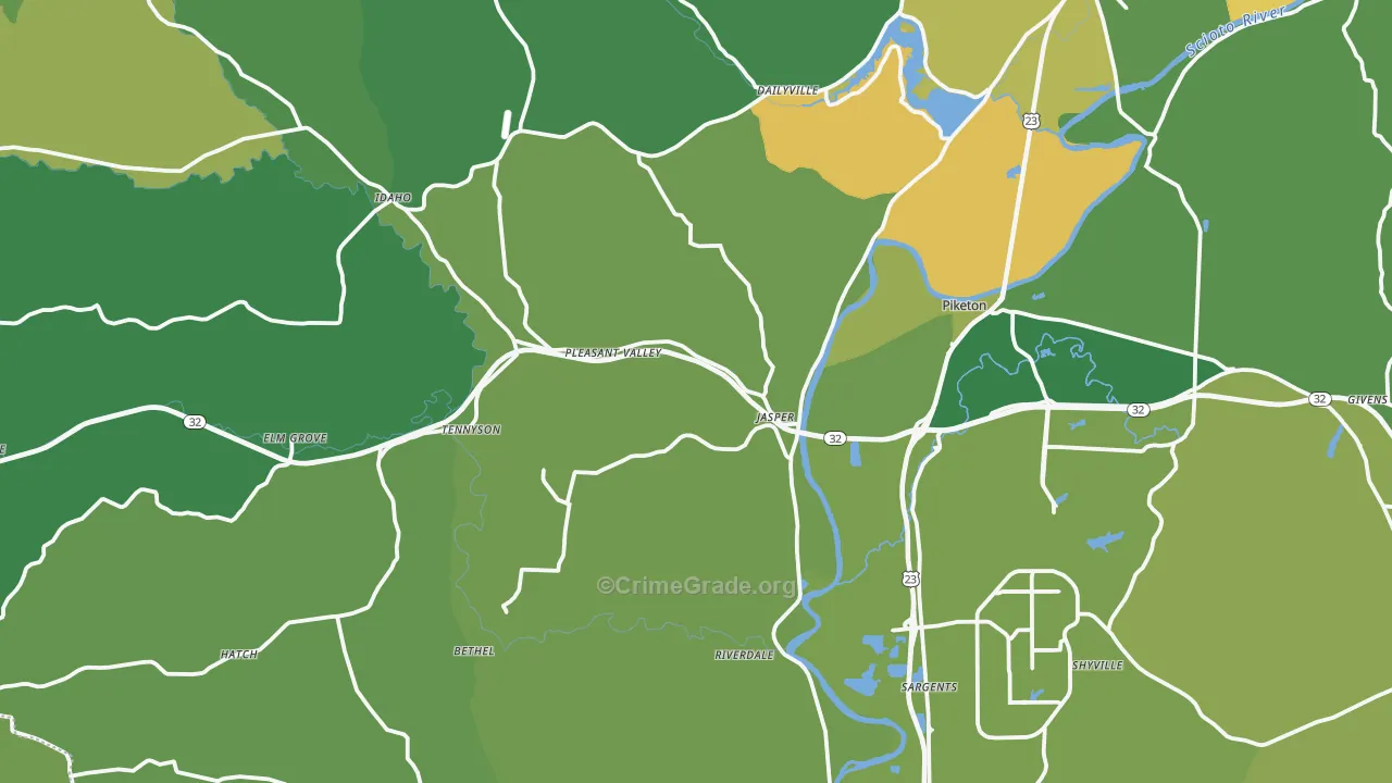 Piketon, OH Map of Drug-Related Crime Rates