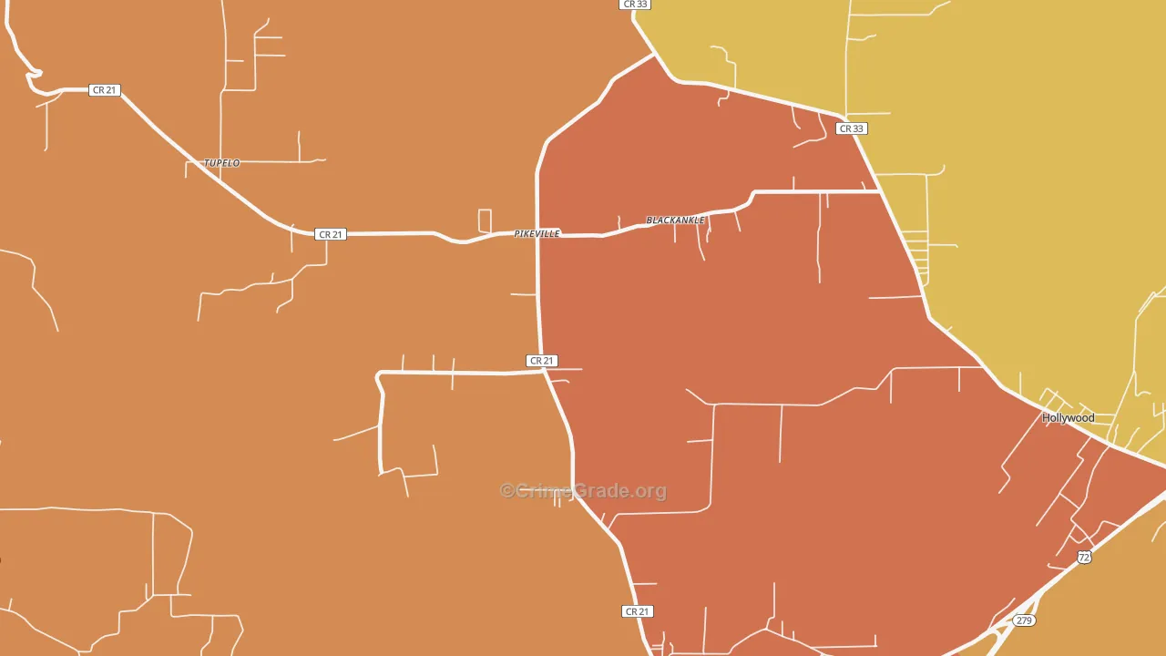 Pikeville, AL Map of Drug-Related Crime Rates