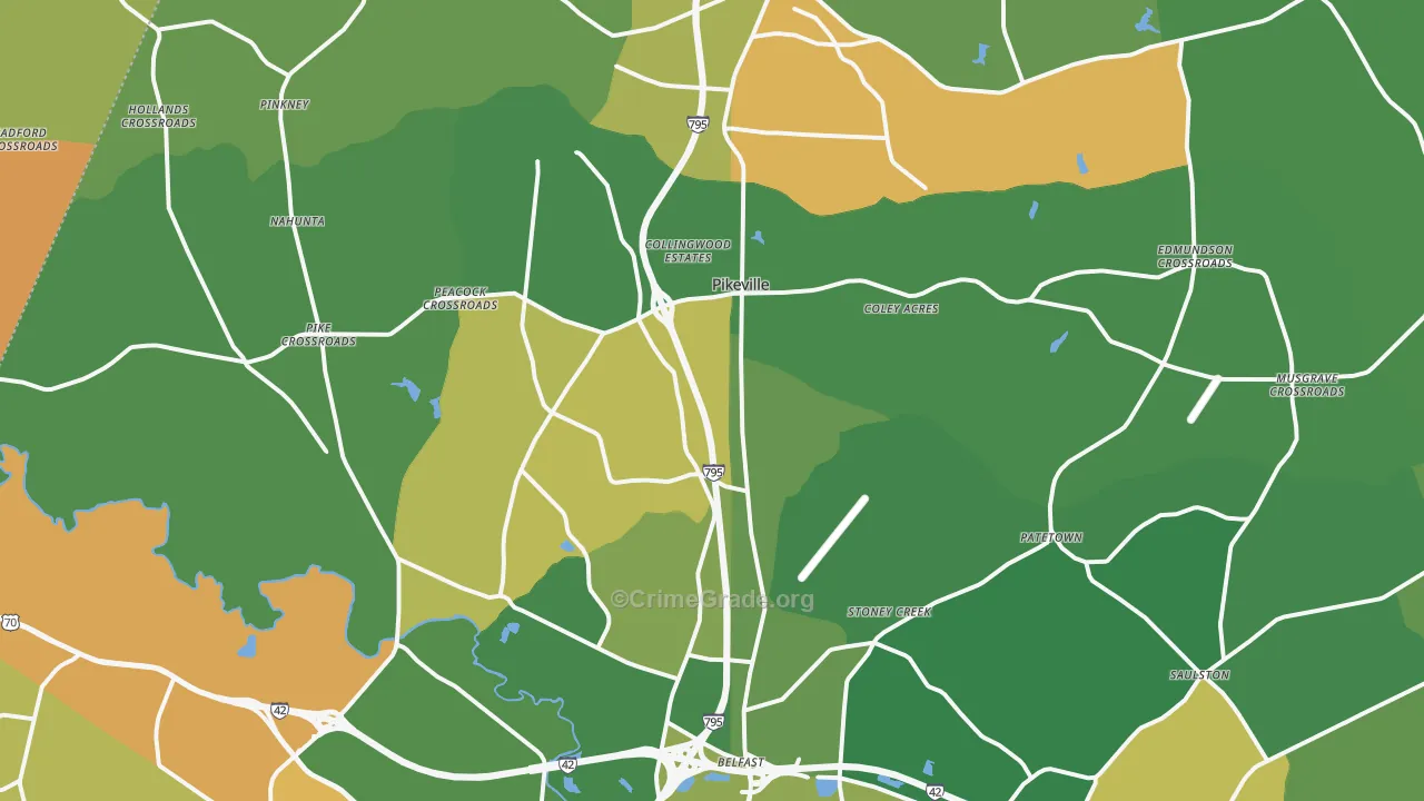 Pikeville, NC Map of Drug-Related Crime Rates