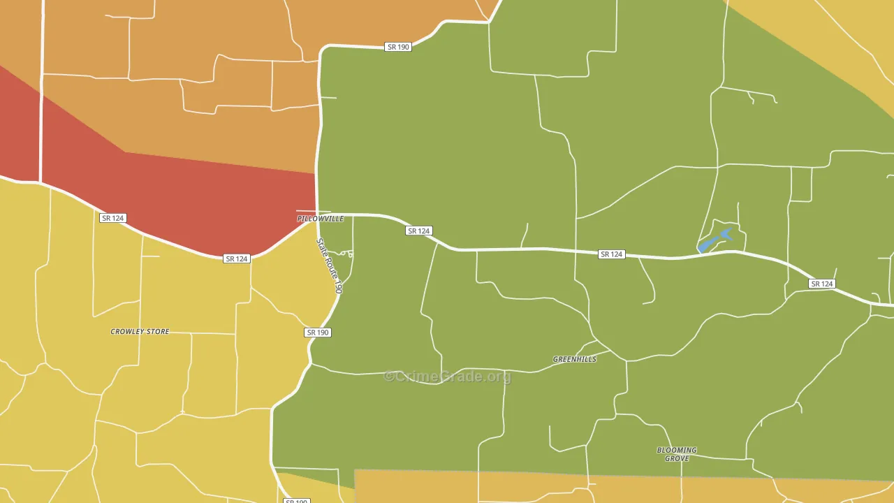 Pillowville, TN Map of Drug-Related Crime Rates