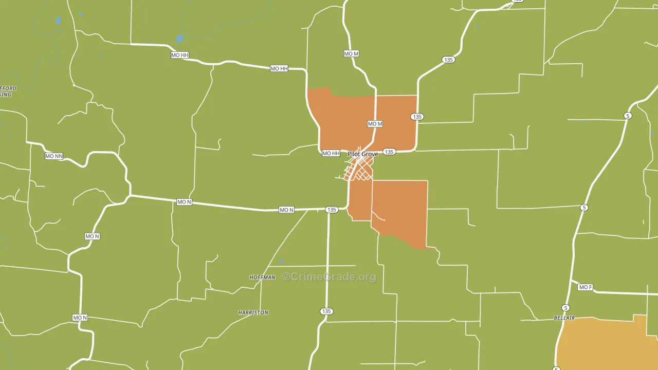 Pilot Grove, MO Map of Drug-Related Crime Rates
