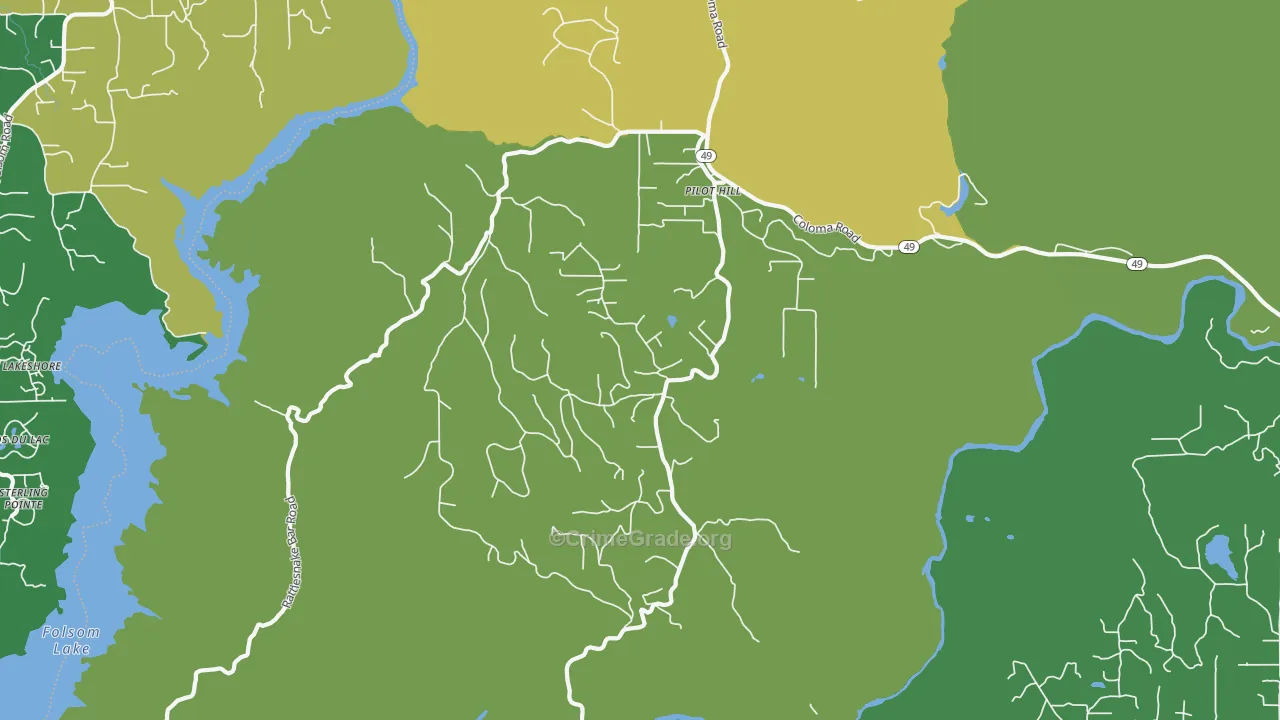 Pilot Hill, CA Map of Drug-Related Crime Rates
