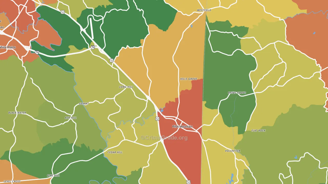 Pilot Mountain, NC Map of Drug-Related Crime Rates