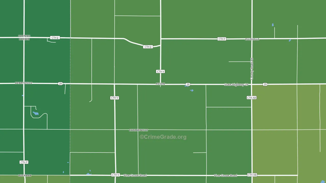 Pilsen, WI Map of Drug-Related Crime Rates