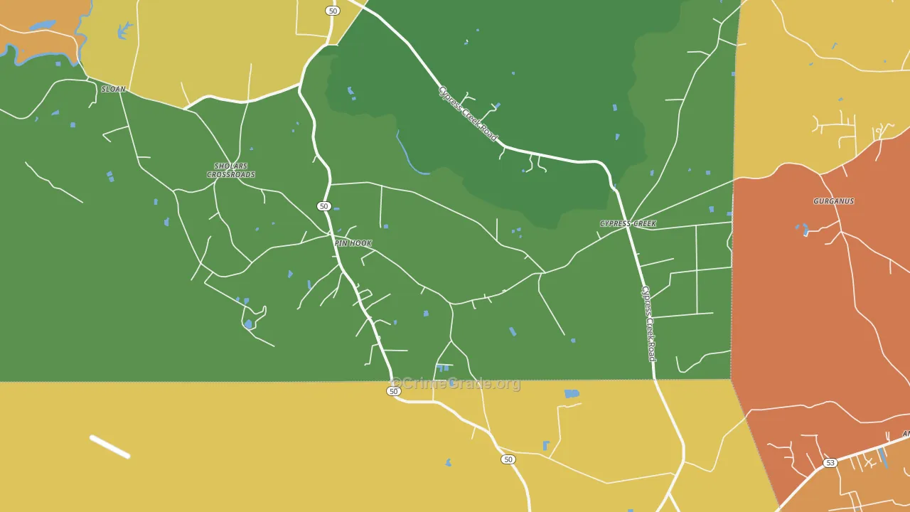 Pin Hook, NC Map of Drug-Related Crime Rates