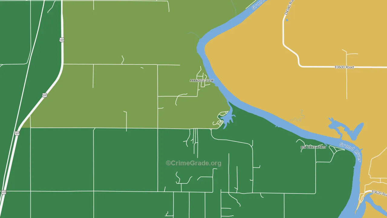 Pin Oak Acres, OK Map of Drug-Related Crime Rates