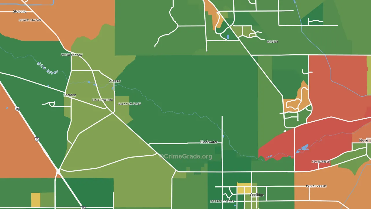 Pinal County, AZ Map of Drug-Related Crime Rates