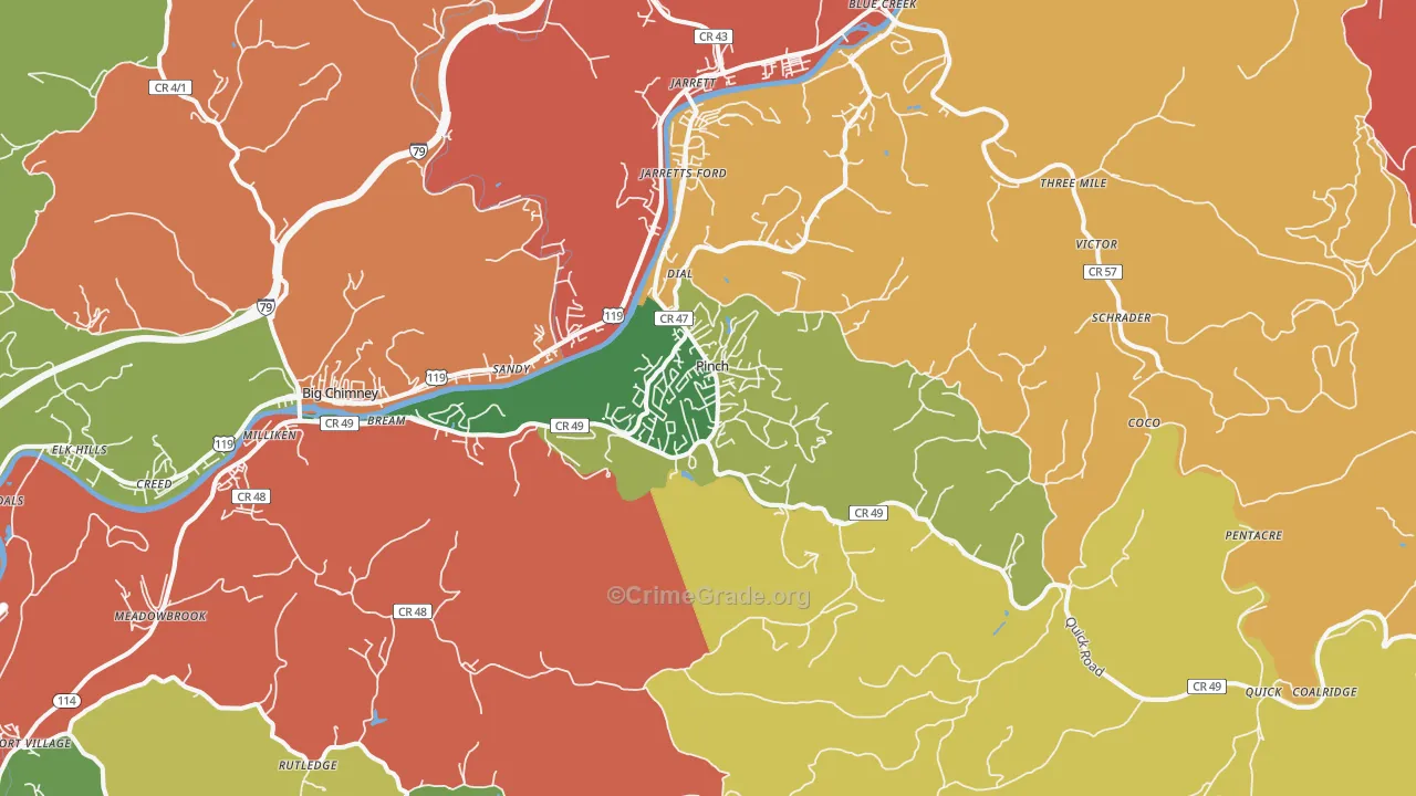 Pinch, WV Map of Drug-Related Crime Rates