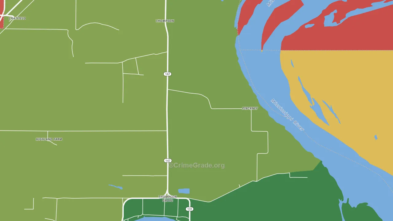 Pinckney, AR Map of Drug-Related Crime Rates