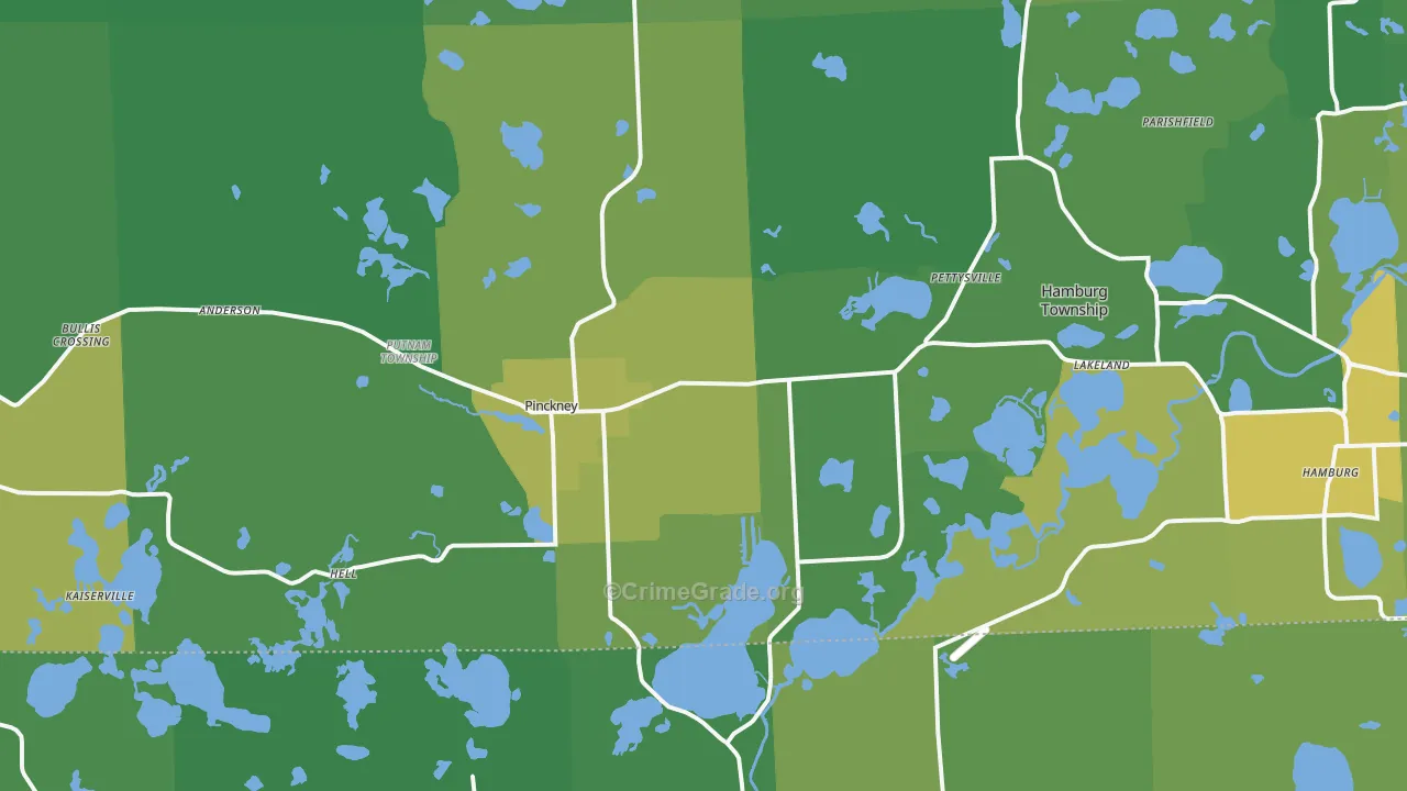 Pinckney, MI Map of Drug-Related Crime Rates