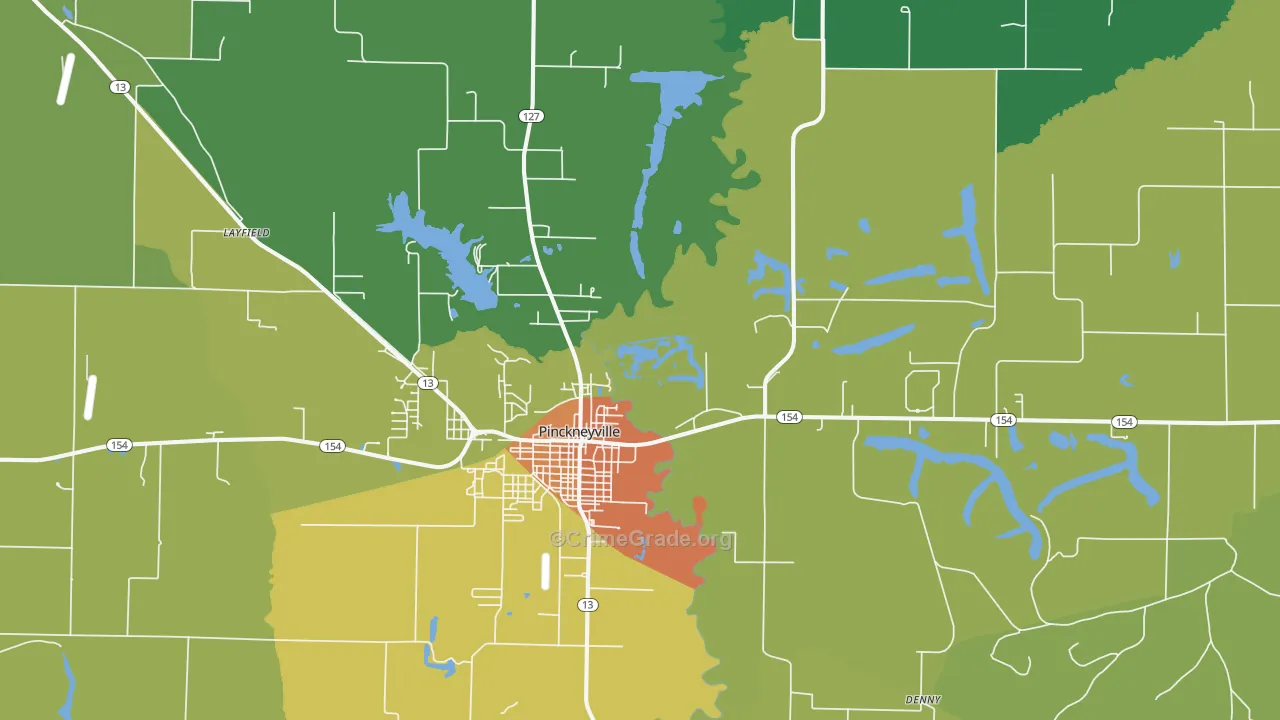 Pinckneyville, IL Map of Drug-Related Crime Rates