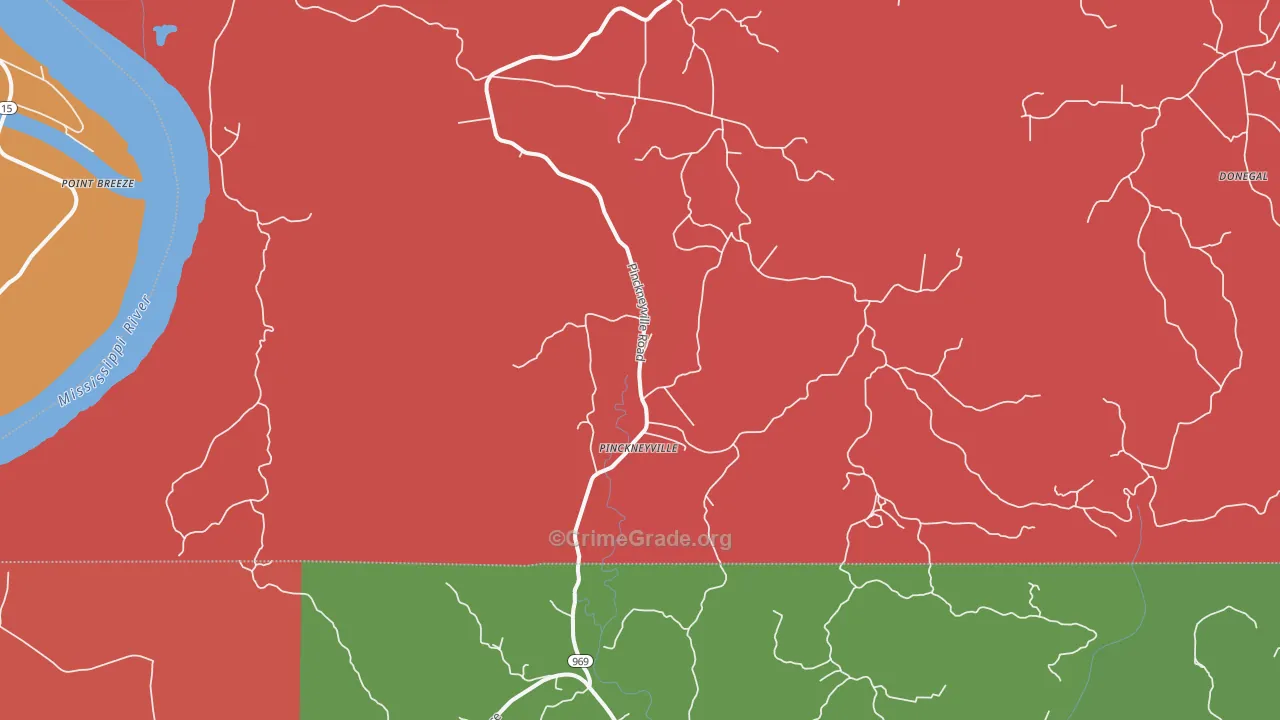 Pinckneyville, MS Map of Drug-Related Crime Rates