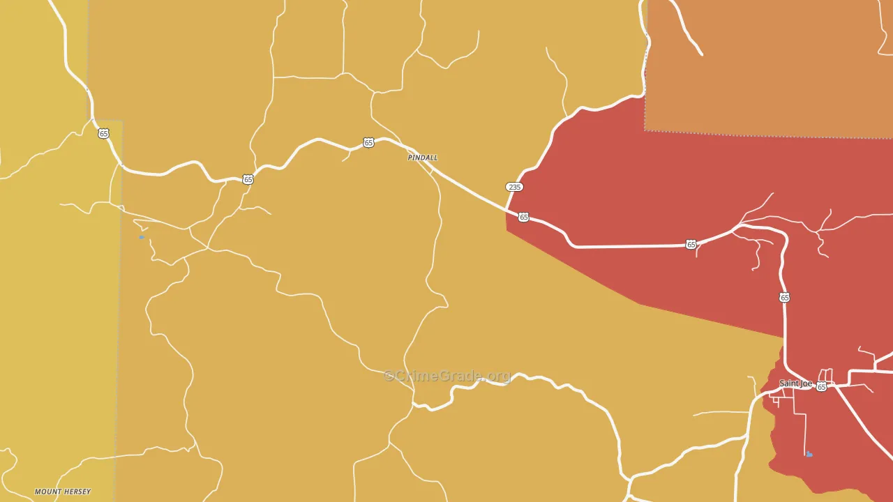 Pindall, AR Map of Drug-Related Crime Rates