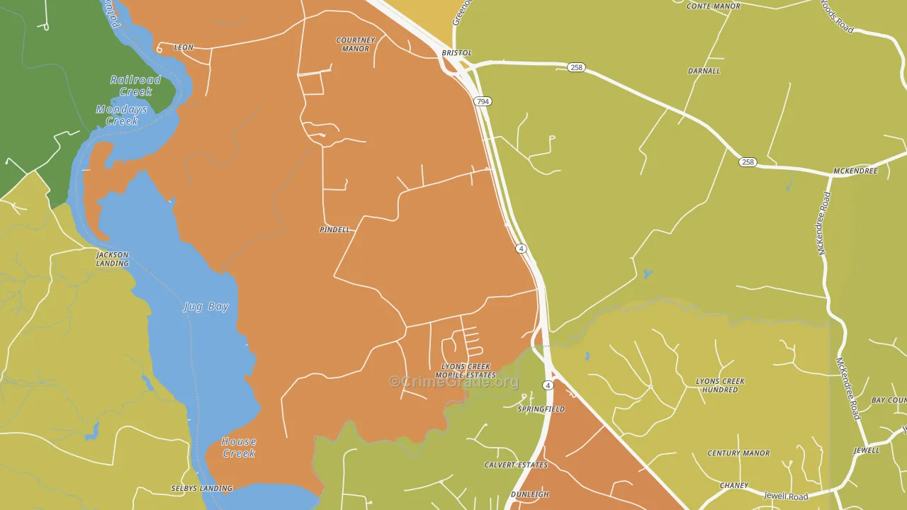 Pindell, MD Map of Drug-Related Crime Rates
