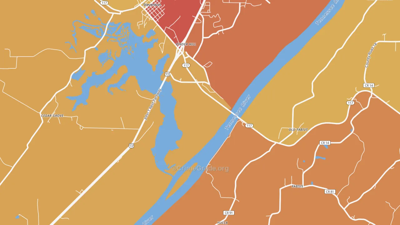 Pinder Hill, AL Map of Drug-Related Crime Rates