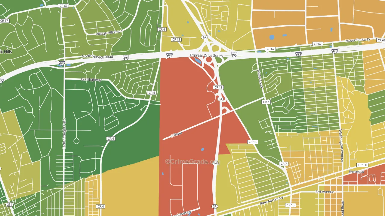 Pine Aire, NY Map of Drug-Related Crime Rates