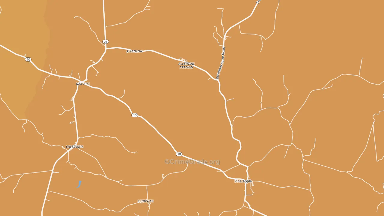 Pine Apple, AL Map of Drug-Related Crime Rates