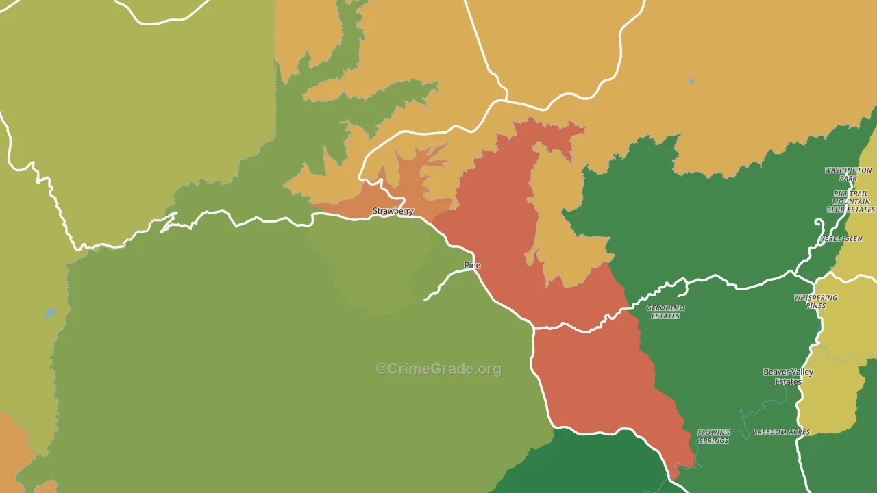 Pine, AZ Map of Drug-Related Crime Rates
